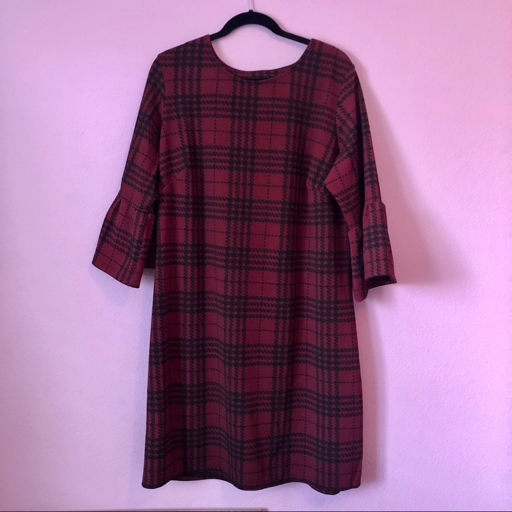 NWT Maroon & Black Plaid Dress Plus Size 2X Valentine’s Day Ruby Red New